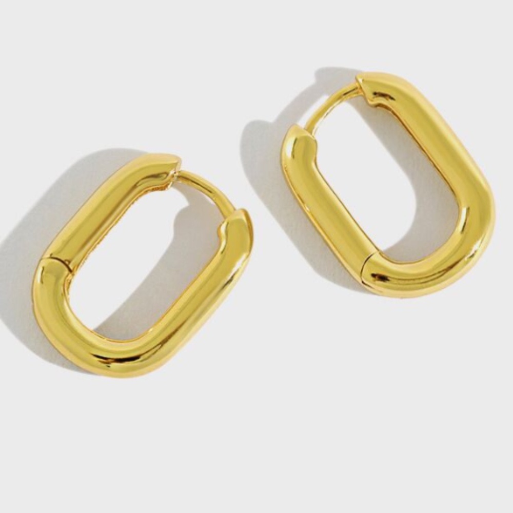 14K Gold Oval Hoop Earrings